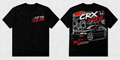 Fifth Gear Honda CRX VTEC 90s Legend Tee - Black colorway front and back