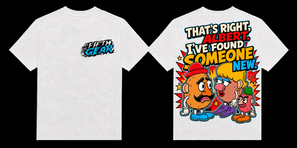 Fifth Gear That's Right Albert Tee - White colorway front and back