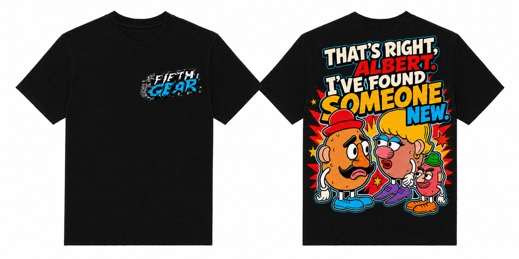 Fifth Gear That's Right Albert Tee - Black colorway front and back