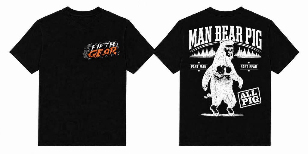 Man Bear Pig - Black Tee front and back