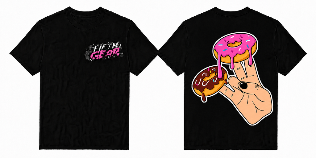 Fifth Gear Donut Tee - Black colorway front and back