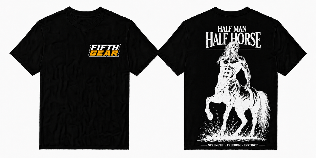 Half Man Half Horse - Black Tee front and back