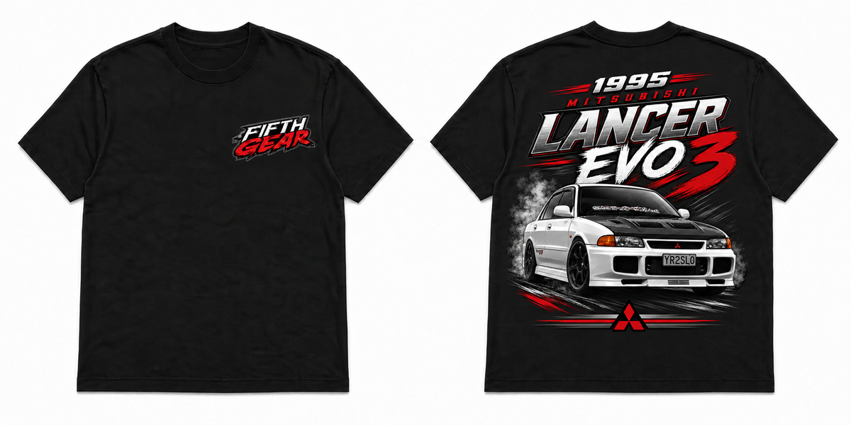 Mitsubishi Lancer Evo 3 YR2SLO 1995 - Black Tee front and back