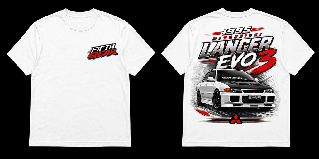 Mitsubishi Lancer Evo 3 YR2SLO 1995 - White Tee front and back