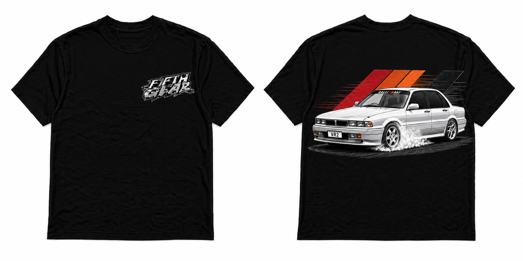 Mitsubishi Galant VR2 Ralliart - Black Tee front and back
