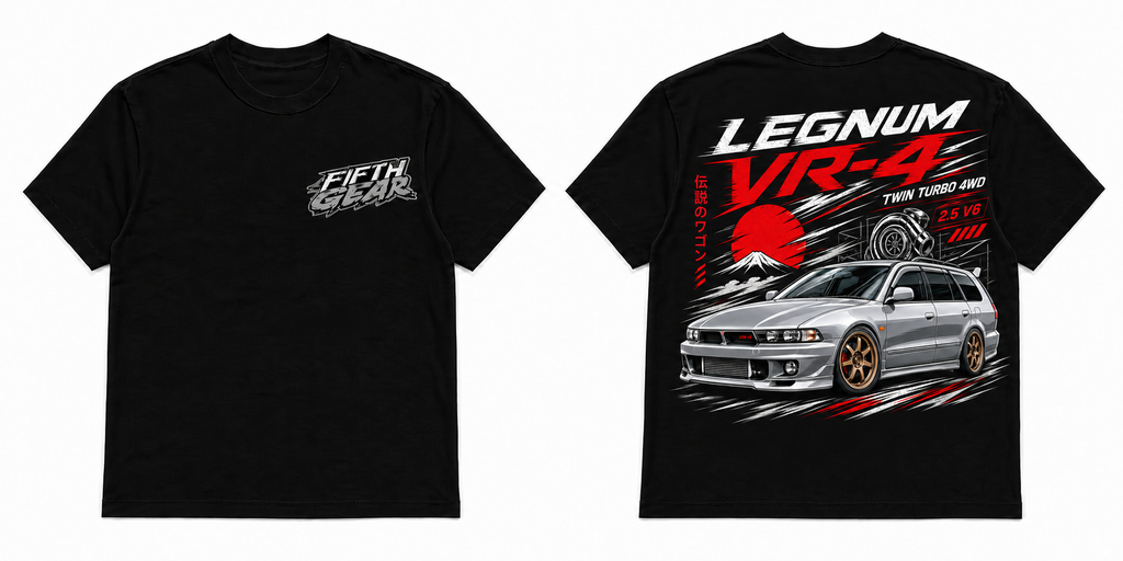 Mitsubishi Legnum VR-4 Twin Turbo 4WD - Black Tee front and back