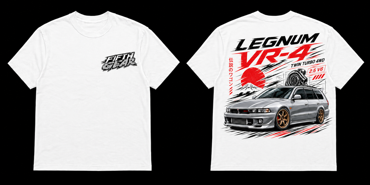 Mitsubishi Legnum VR-4 Twin Turbo 4WD - White Tee front and back