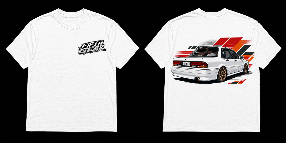 Mitsubishi Galant 4URNOE - White Tee front and back