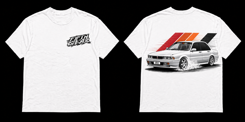 Mitsubishi Galant VR2 Ralliart - White Tee front and back