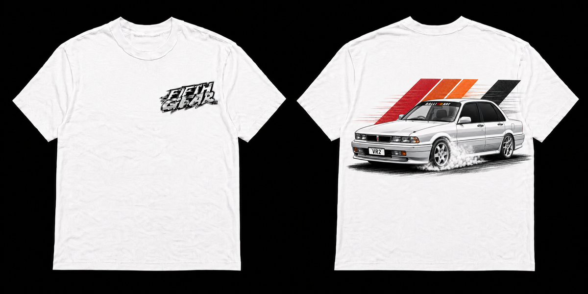 Mitsubishi Galant VR2 Ralliart - White Tee front and back