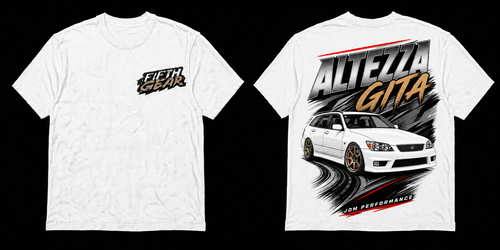 Fifth Gear Altezza Gita JDM Performance Tee - White colorway front and back