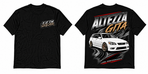 Fifth Gear Altezza Gita JDM Performance Tee - Black colorway front and back