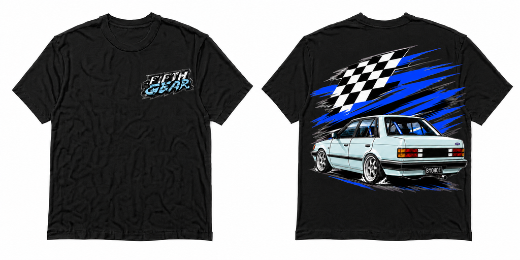 Ford Laser BYOHOE - Black Tee front and back