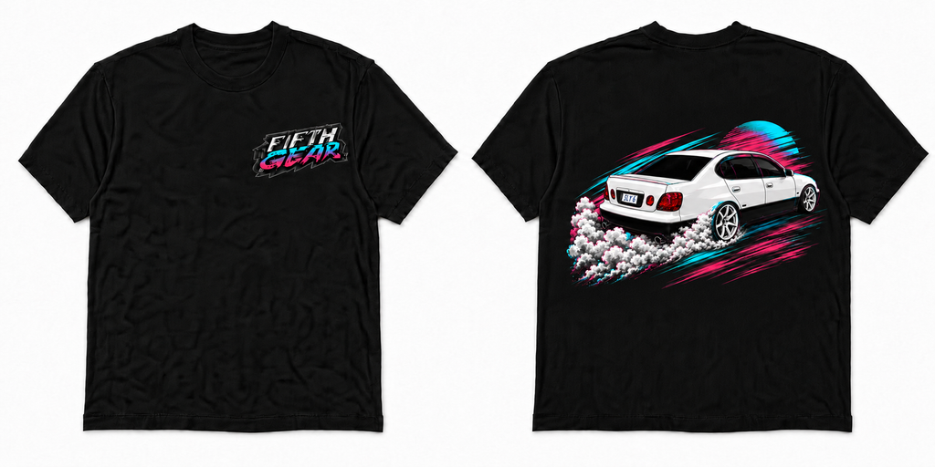 Fifth Gear Lexus GS300 Drift Tee - Black colorway front and back