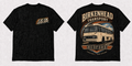 Fifth Gear Birkenhead Transport Bedford Tee - Black colorway front and back