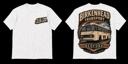 Fifth Gear Birkenhead Transport Bedford Tee - White colorway front and back