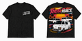 Fifth Gear Toyota HiAce Three Generations Tee - Black colorway front and back