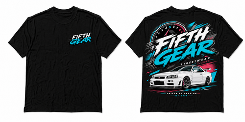 Nissan Skyline R34 GT-R Driven by Passion - Black Tee front and back