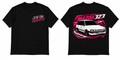 Fifth Gear Mazda 323 Pink Racing Tee - Black colorway front and back