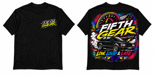 Low Loud and Late - Black Tee front and back