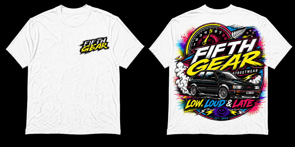 Low Loud and Late - White Tee front and back