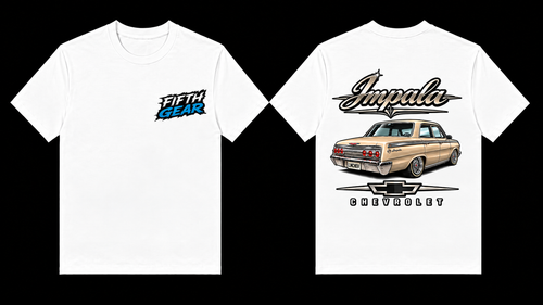 Fifth Gear Chevrolet Impala Tee - White colourway front and back
