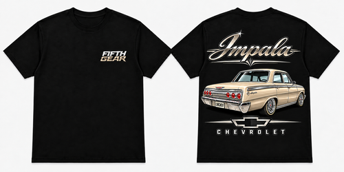 Fifth Gear Chevrolet Impala Tee - Black colourway front and back