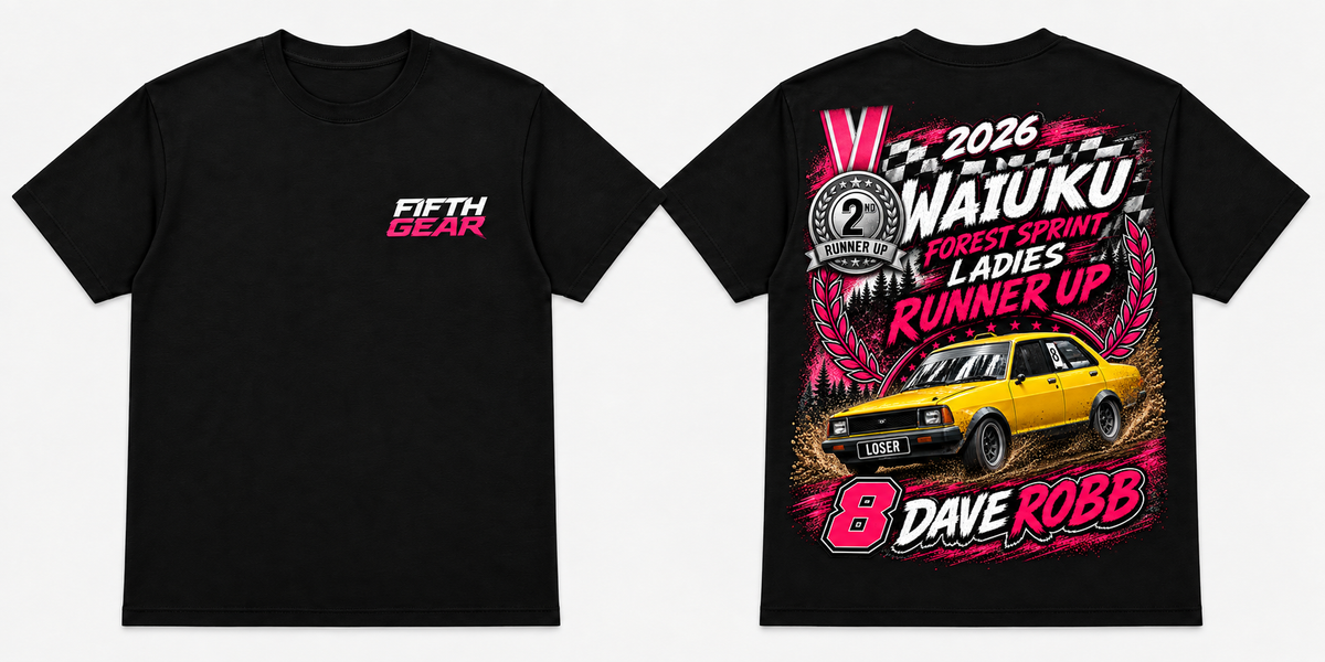 Waiuku Forest Sprint Ladies Runner Up Tee – Black colourway front and back