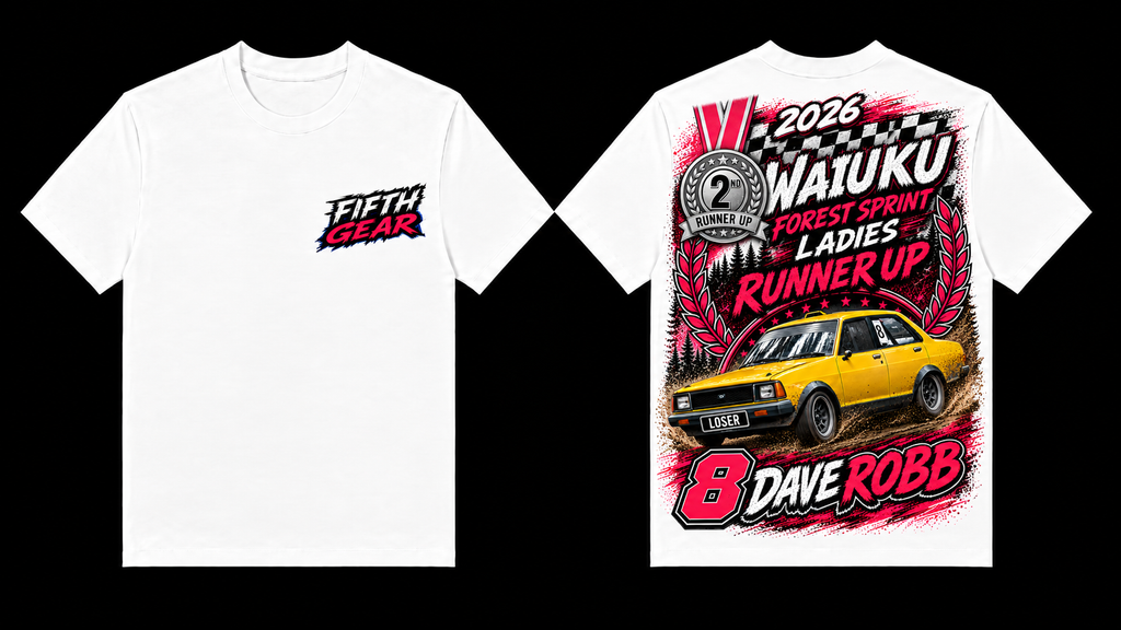 Waiuku Forest Sprint Ladies Runner Up Tee – White colourway front and back