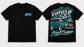 White Toyota Land Cruiser graphic tee, front and back view