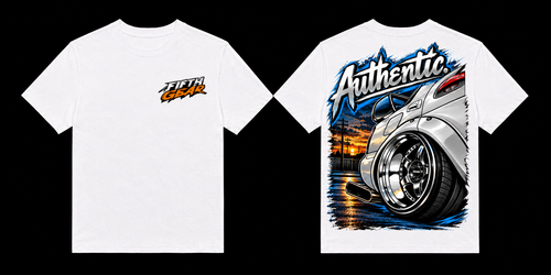 Black Authentic Street Machine Tee front and back mockup