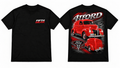 Black Vintage Red Hot Rod Tee front and back mockup