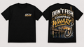 Don't Fish Off The Company Wharf Tee - Black, front and back