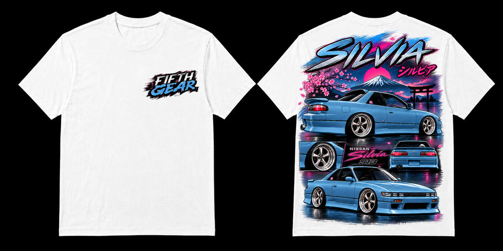 Nissan Silvia S13 Tee – White, front and back