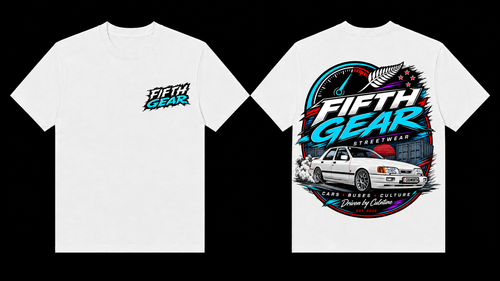 Ford Sierra Cosworth Tee – White, front and back